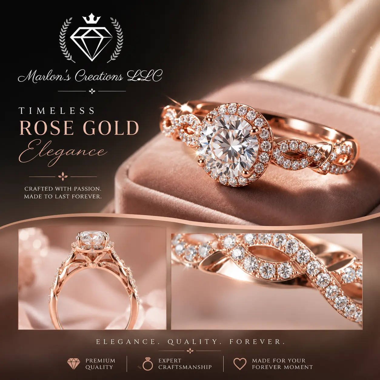 Marlon's Creations rose gold ring campaign